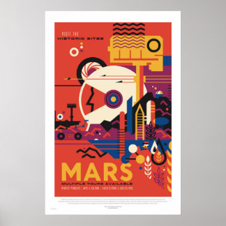 NASA - Poster de viagens de Tour de Mars Retro
