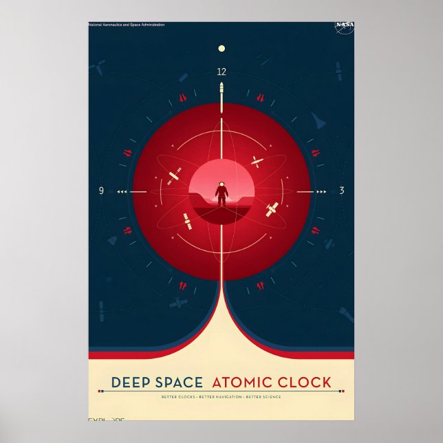 NASA Retro Style Travel Poster - Deep Space Atomic (Frente)