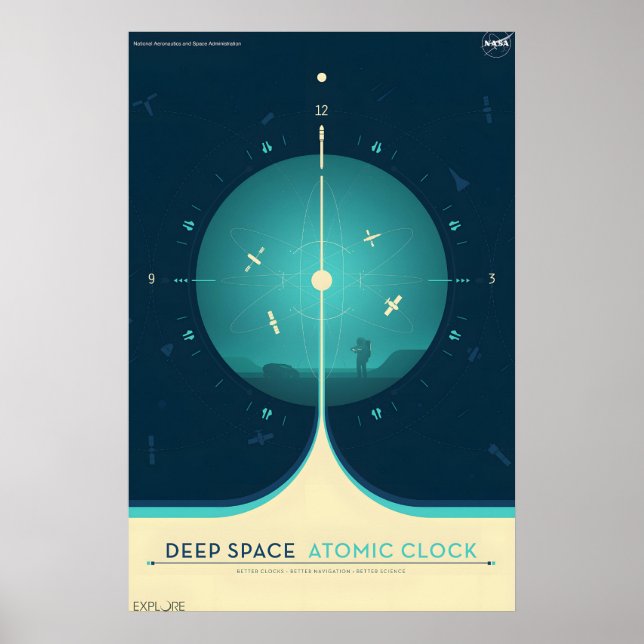 NASA Retro Style Travel Poster - Deep Space Atomic (Frente)