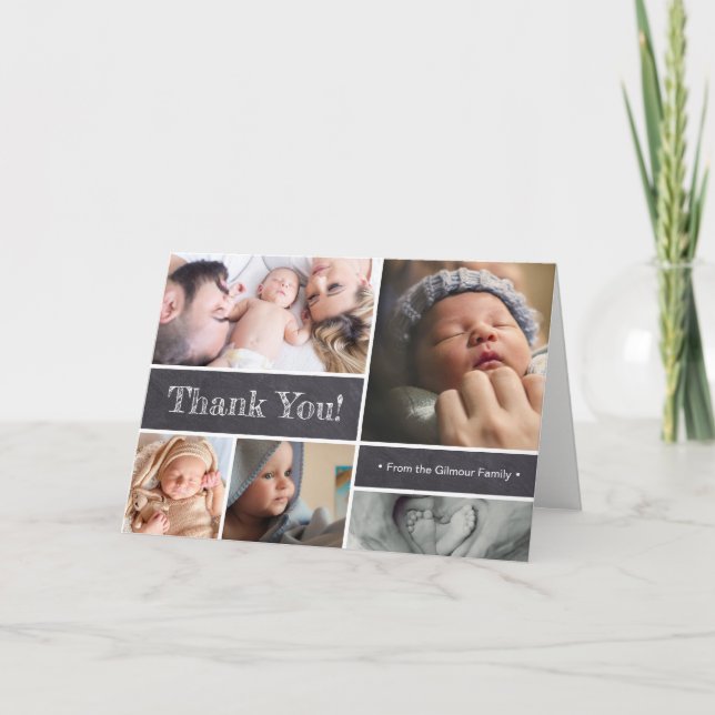 Nascença de bebê Anúncio Foto Colagem Obrigado (Frente)