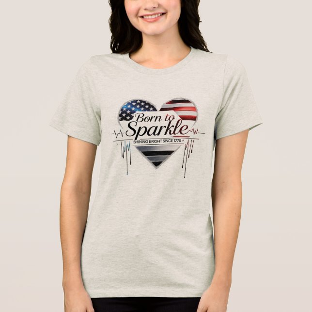 Nascer a Sparkle - USA Heart Tee for Women (Frente)