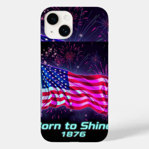 Nascer ao Brilho - 1776 Neon Glitch American Flag 