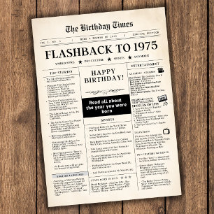 Nascer no jornal Mock de 1975 para 50 anos