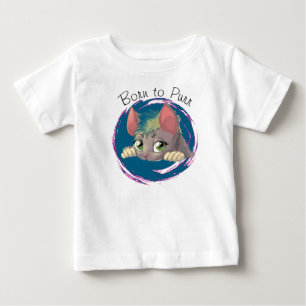 Nascer para Camisa T Purr Kids - Design de Gato Bo