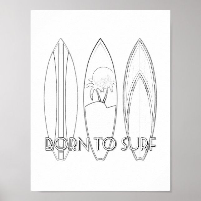 Nascer Para Poster De Coloração Adulta Do Surf (Frente)