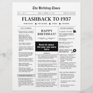 Nascido em 1937 Jornal Divertido preto e branco