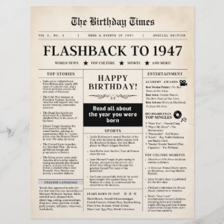 Nascido em 1947 Jornal Mock sepia