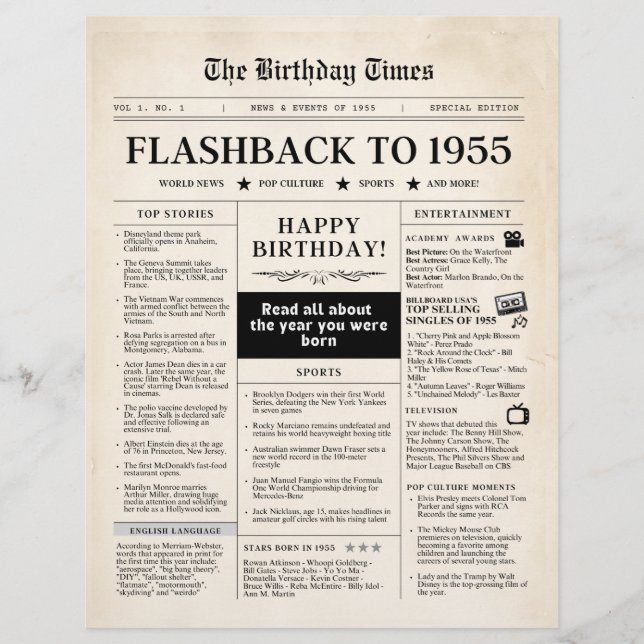 Nascido em 1955 Jornal Falso (Frente)