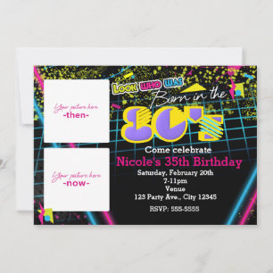 Nascido nos anos 80 2 Fotos Então e Agora Convite