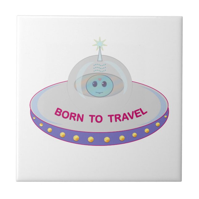 Nascido para viajar alienígena fofo e disco voador (Frente)