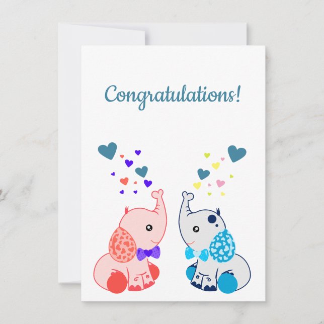 Nascimento de gêmeos, menino e menina, parabéns (Frente)