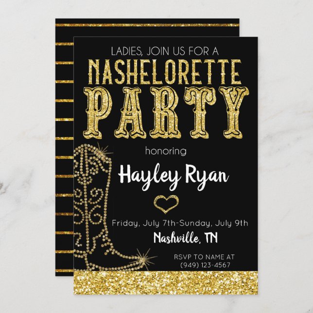 Nashelorette Bachelorette Nashville Convite (Frente/Verso)