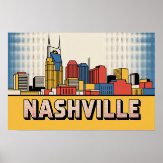 Nashville Skyline Poster – Bold Tennessee Pop Art