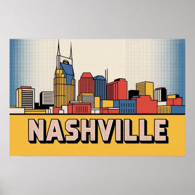 Nashville Skyline Poster – Bold Tennessee Pop Art (Frente)