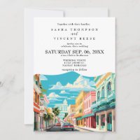 Nassau Bahamas Convite para Casamento Retro