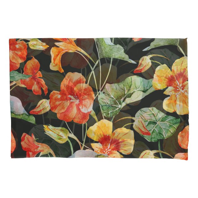 Nasturtium Orange: Padrão Escuro de Aquarela. (Frente)