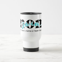 Natação de Script Preto Teal Caneca de viagem Mãe