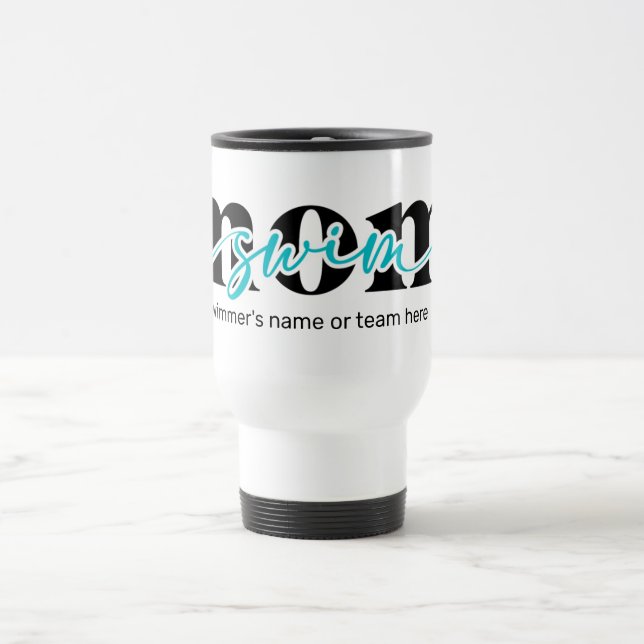 Natação de Script Preto Teal Caneca de viagem Mãe (Centro)