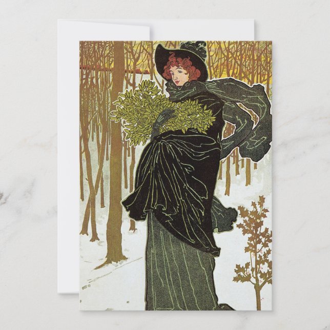 Natais vintages Art Nouveau Scribners Convite (Frente)