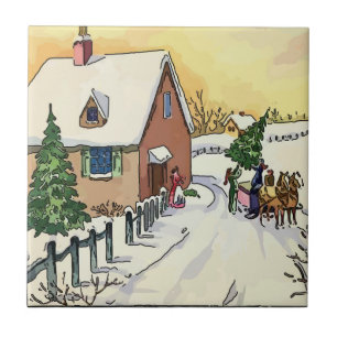 Natais vintages Azulejos de neve