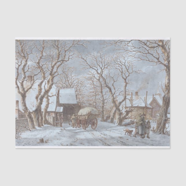 Natais vintages CENA DO INVERNO DE Papel Tecido (Frente )