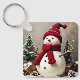 Natais vintages - Chaveiro quadrado de alumínio