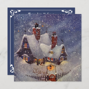 Natais vintages Convite de festas de neve de inver