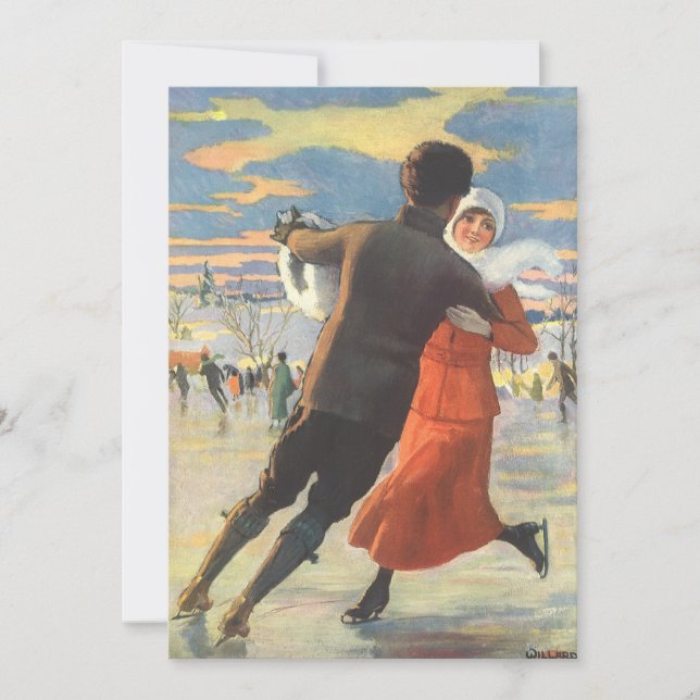 Natais vintages, Convite Romântico De Pele De Gelo (Frente)