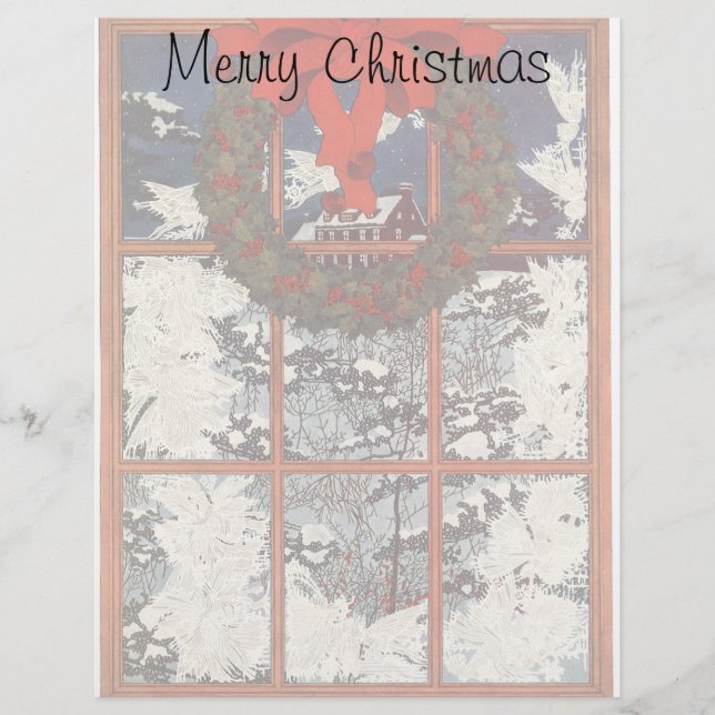 Natais vintages em uma janela com neve (Frente)