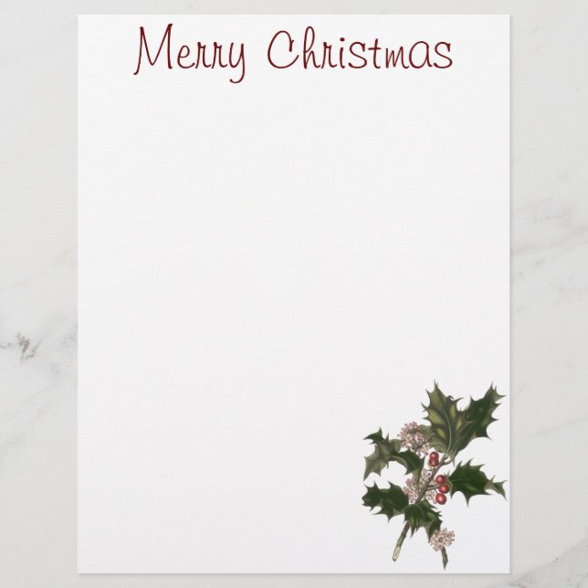 Natais vintages, Green Holly Plant com Berries (Frente)