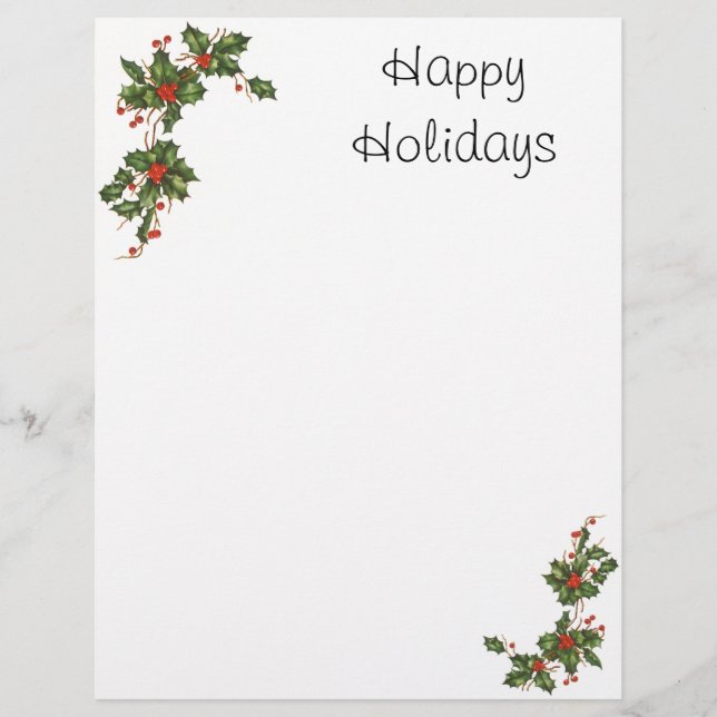 Natais vintages, Holly Plant com Red Berries (Frente)