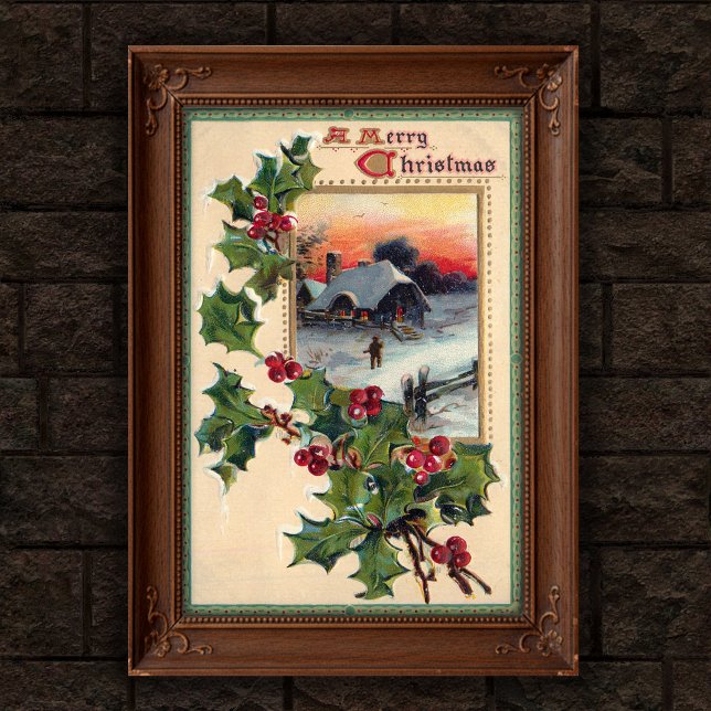 natais vintages Holly Poster Art 1910 (Criador carregado)