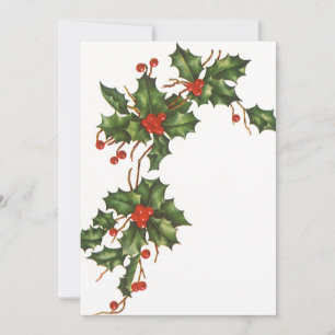 Natais vintages, Holly w Red Berries Convite