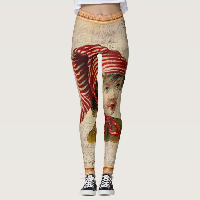 Natais vintages Leggings femininas (Frente)