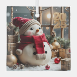 Natais vintages - Ornamento ao quadrado de vidro