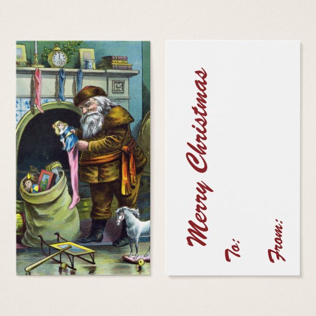 Natais vintages, Papai Noel armazena brinquedos (Frente & Verso)