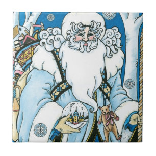 natais vintages, Papai Noel Azul com neve