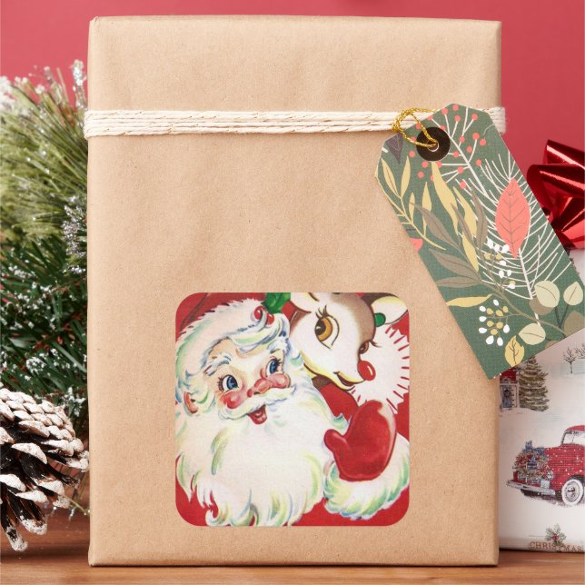 Natais vintages Papais noeis retro adesivo de rena (Feriado)