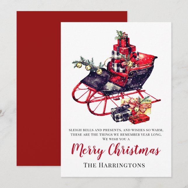 Natais vintages Red Sleigh Vititory Saudação (Frente/Verso)