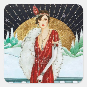 Natais vintages retro Art deco adesivo