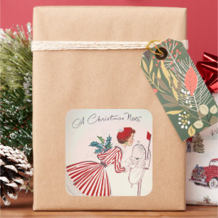 natais vintages retro nota Lady Holiday adesivo