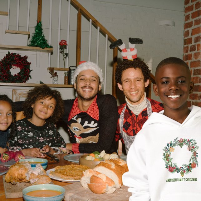 Natais vintages Retroativos Nome da Família Wreath (Criador carregado)