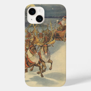 natais vintages Santa Claus Sleigh com Reindeer