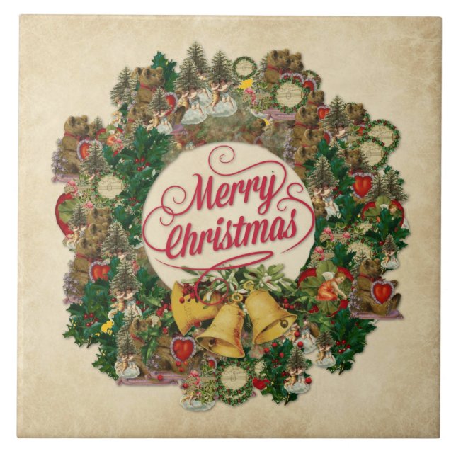 Natais vintages Wreath (Feliz Natal) (Frente)