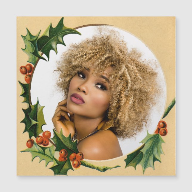 Natais vintages Wreath Holly Foto Frame (Frente)
