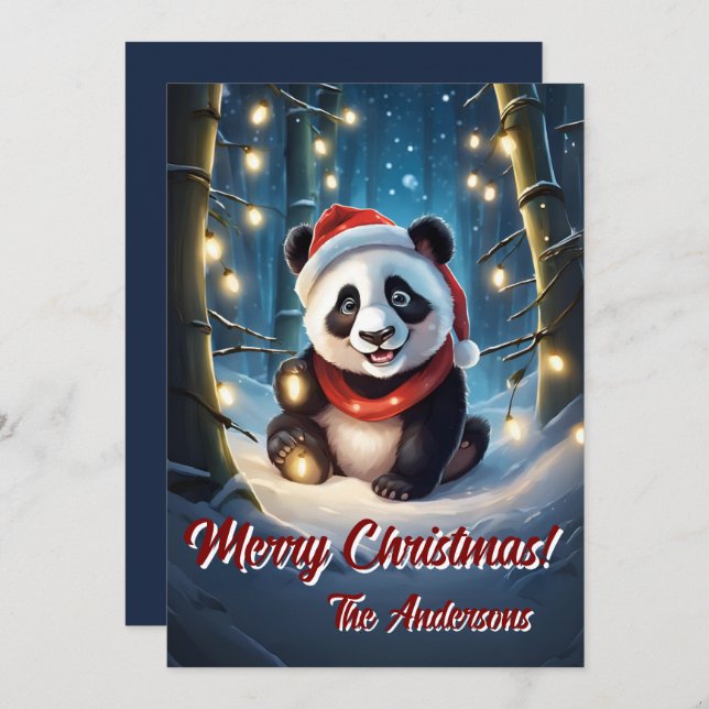Natal 10 panda, feriados felizes, cartão de Natal (Frente/Verso)