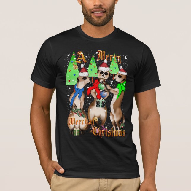 Natal alegre de Meerkat e camisas da neve (Frente)