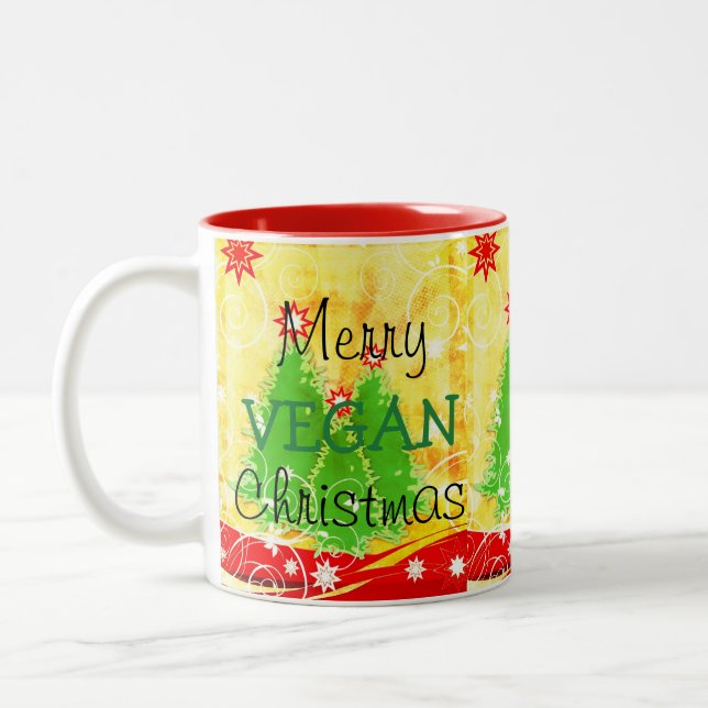 Natal alegre do Vegan, caneca do Natal para o (Esquerda)