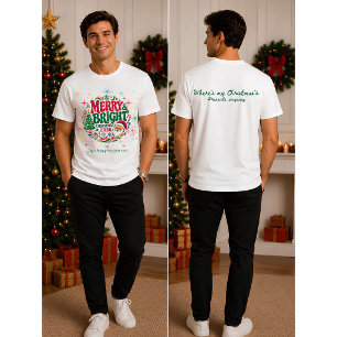 Natal Alegre e Brilhante Camiseta de Casal Combina