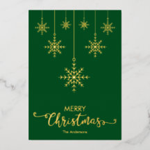 Natal Alegre Verde Flocos de Neve Dourado